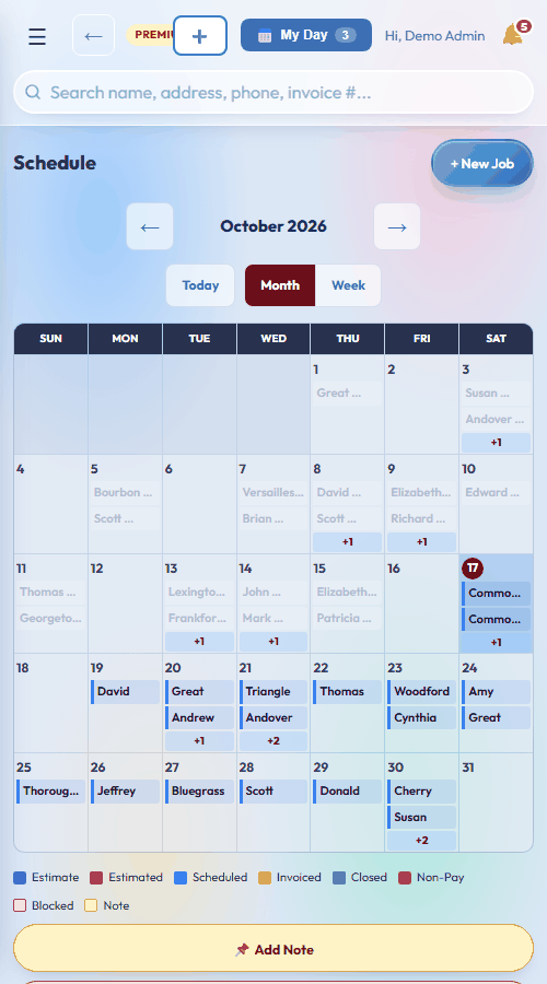 The same calendar on a phone, sized for thumbs